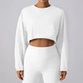 Women Sports Crop Top Long Sleeve T-Shirts - White / S 4