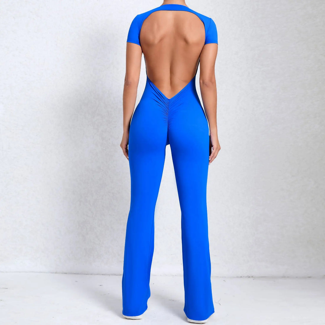 Women Sports Flared Pants Fitness Rompers Stretch Workout Bodysuits Jumpsuit