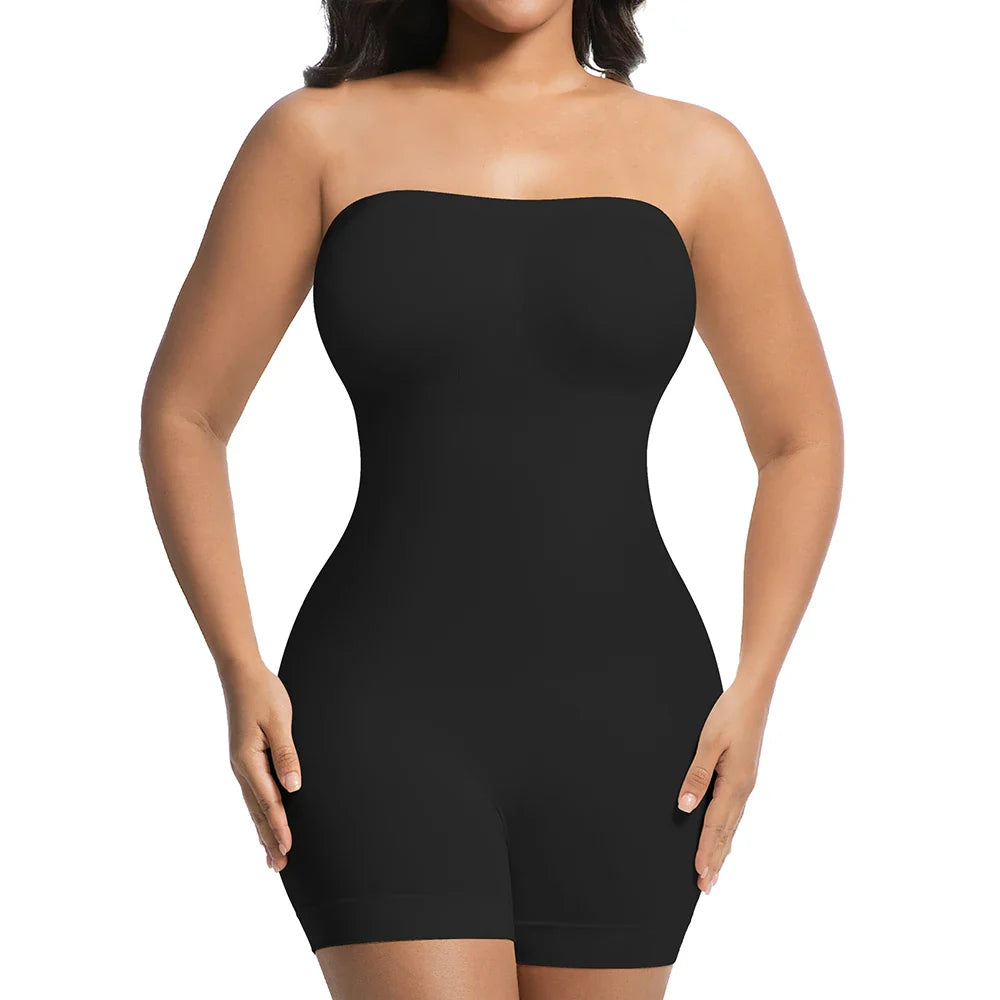 Women Strapless Shapewear Bodysuits Tummy Control Butt Lifter - black / 2XL