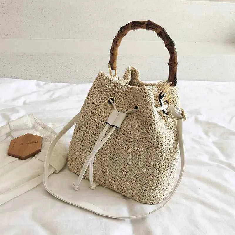 Women Straw Weave Bucket Bag
