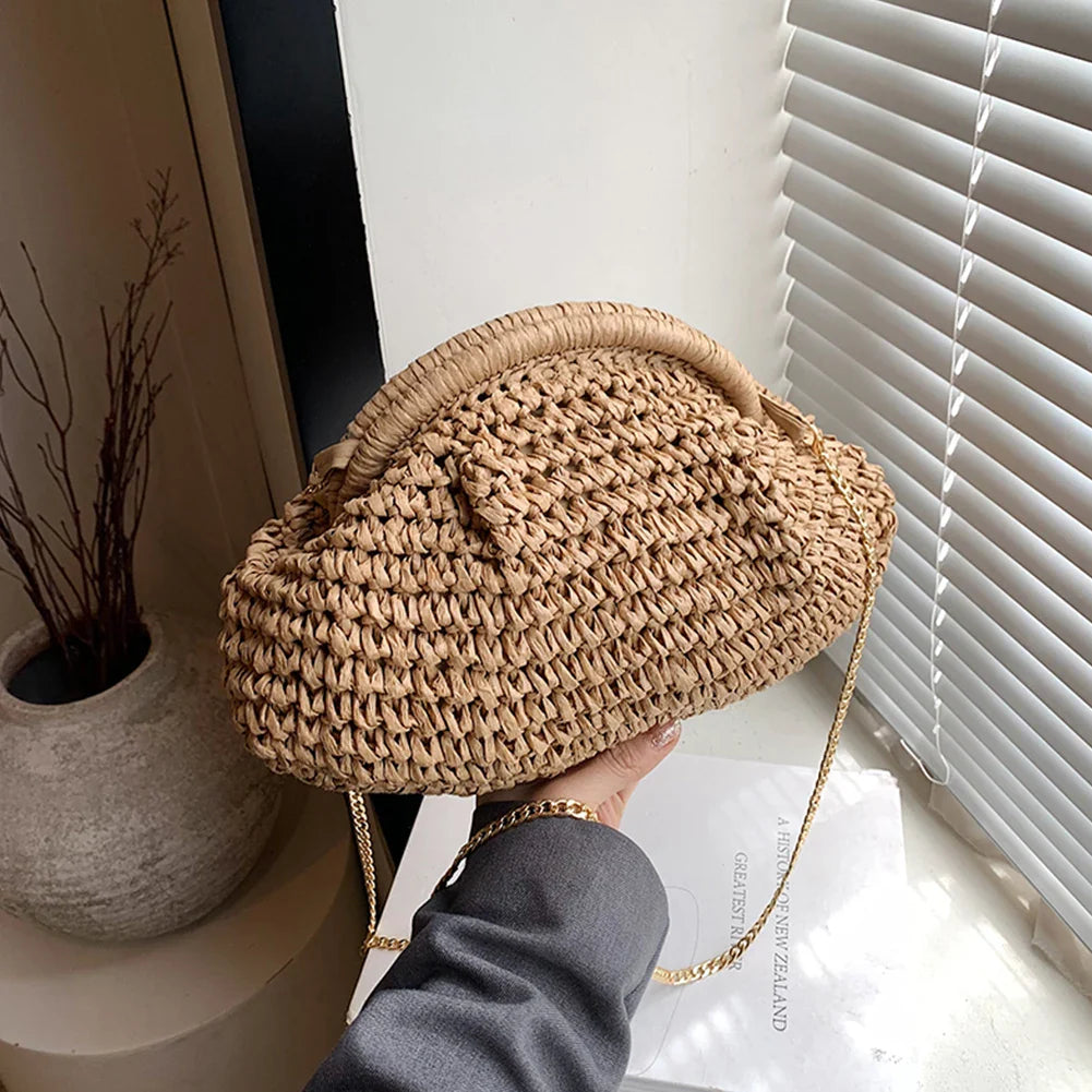 Women Straw Woven Bag - Camel / CHINA