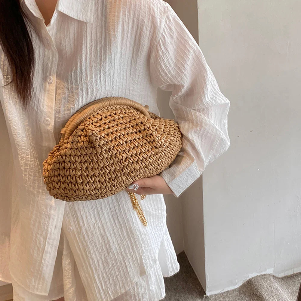 Women Straw Woven Bag - Camel / CHINA