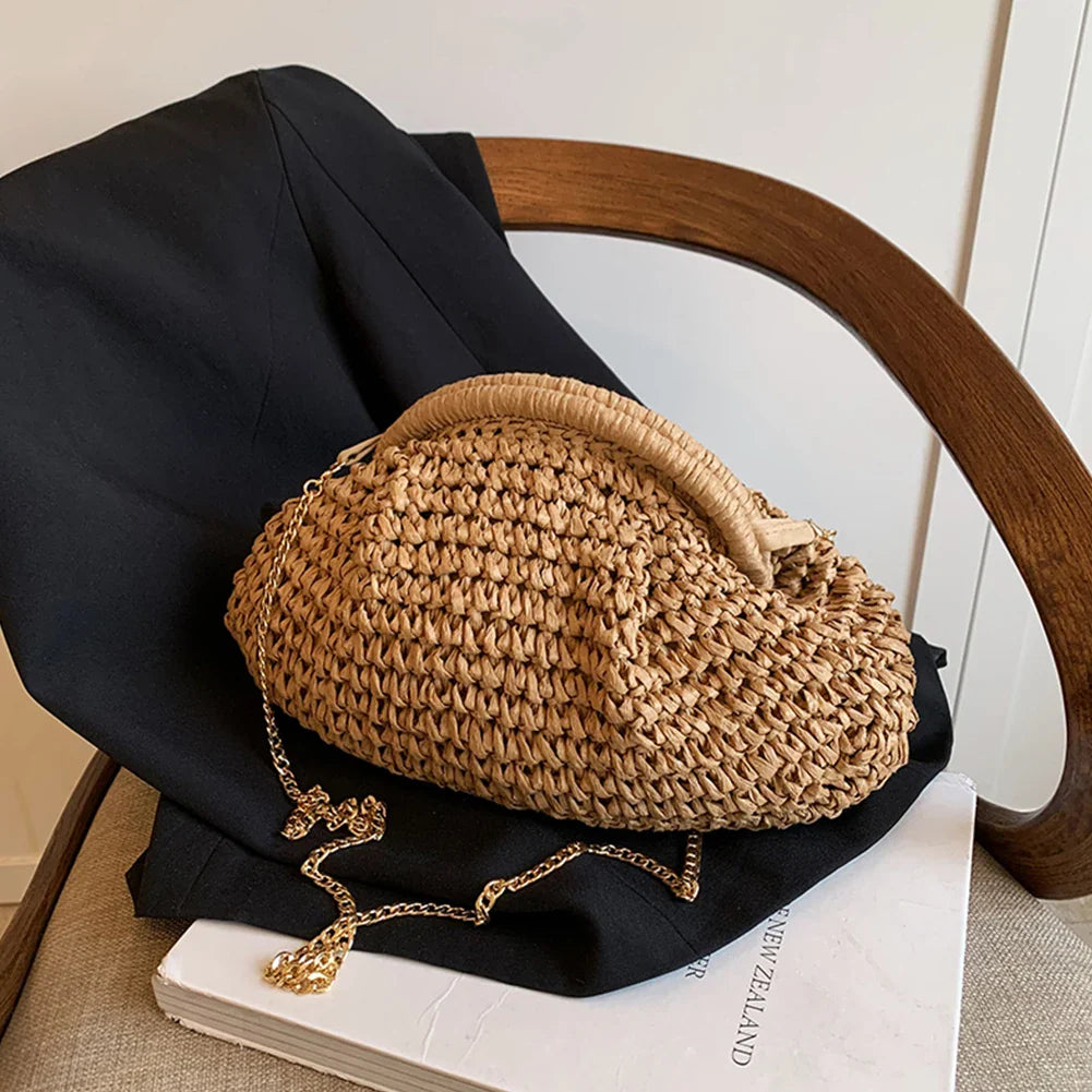 Women Straw Woven Bag - Camel / CHINA