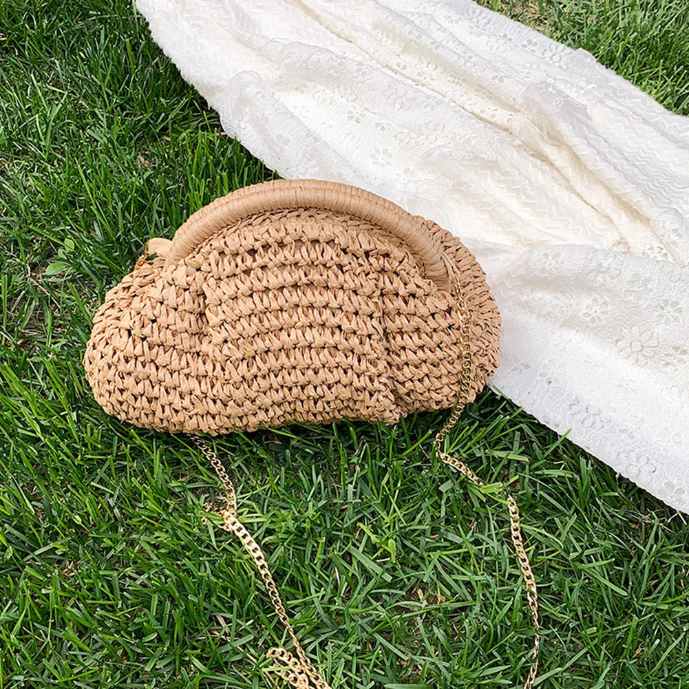 Women Straw Woven Bag - Camel / CHINA