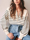Women Striped Thin Pullovers Jumper Knitted Sweater