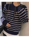 Women Striped Thin Pullovers Jumper Knitted Sweater