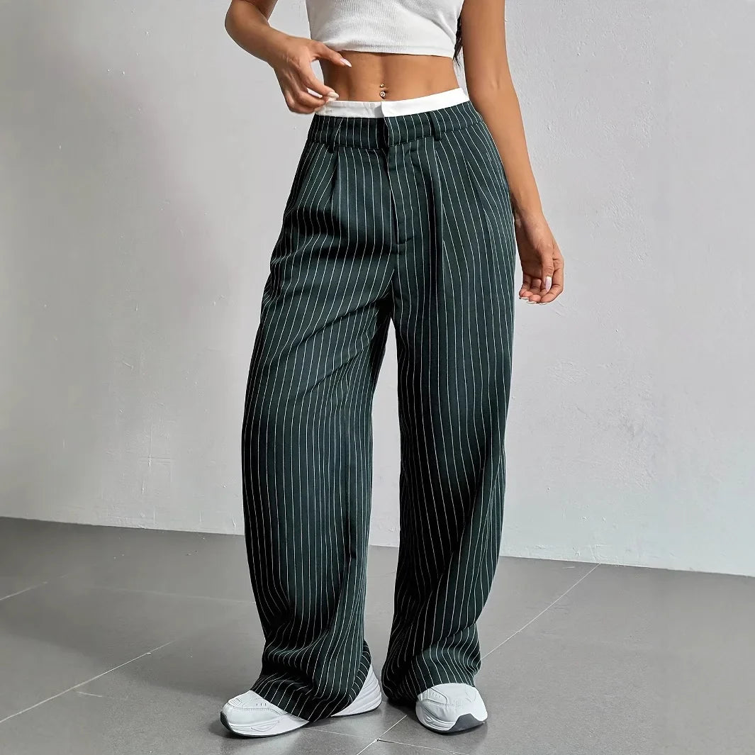 Women Stripes Printed Full Length Pants
