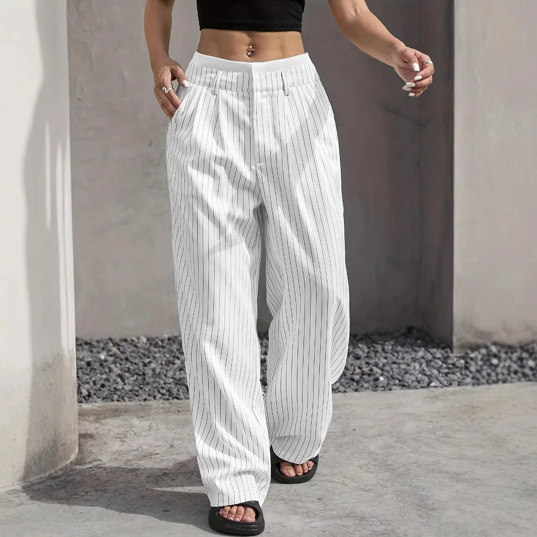 Women Stripes Printed Full Length Pants