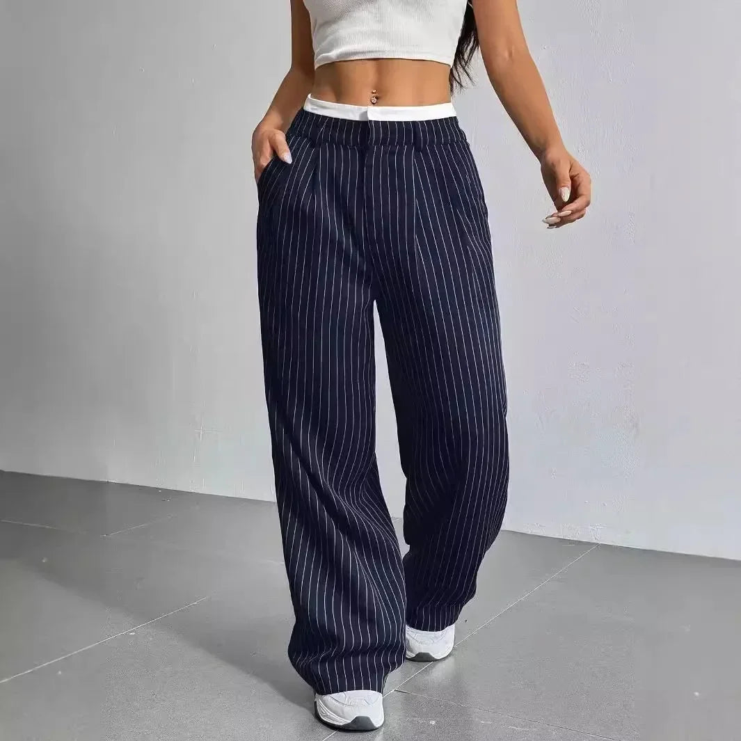 Women Stripes Printed Full Length Pants