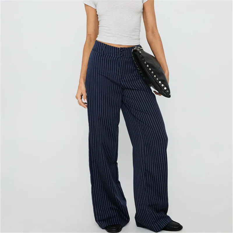 Women Stripes Printed Full Length Pants - black / XL