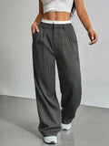 Women Stripes Printed Full Length Pants - GRAY / XXL