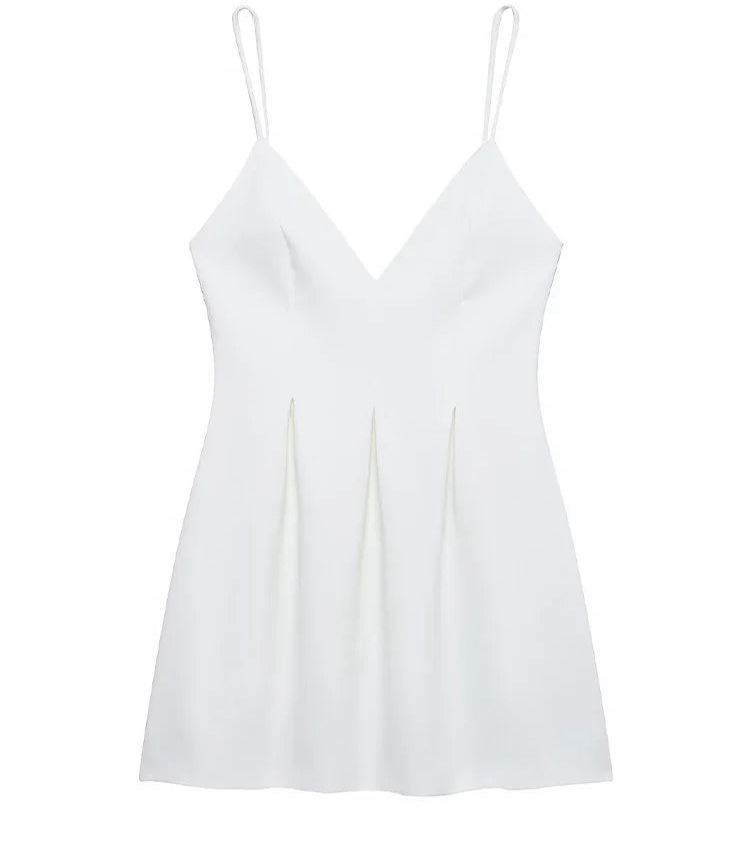 Women Summer High Street Sleeveless Solid Dress