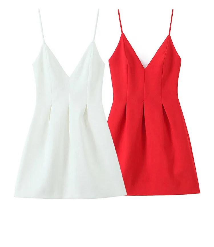 Women Summer High Street Sleeveless Solid Dress