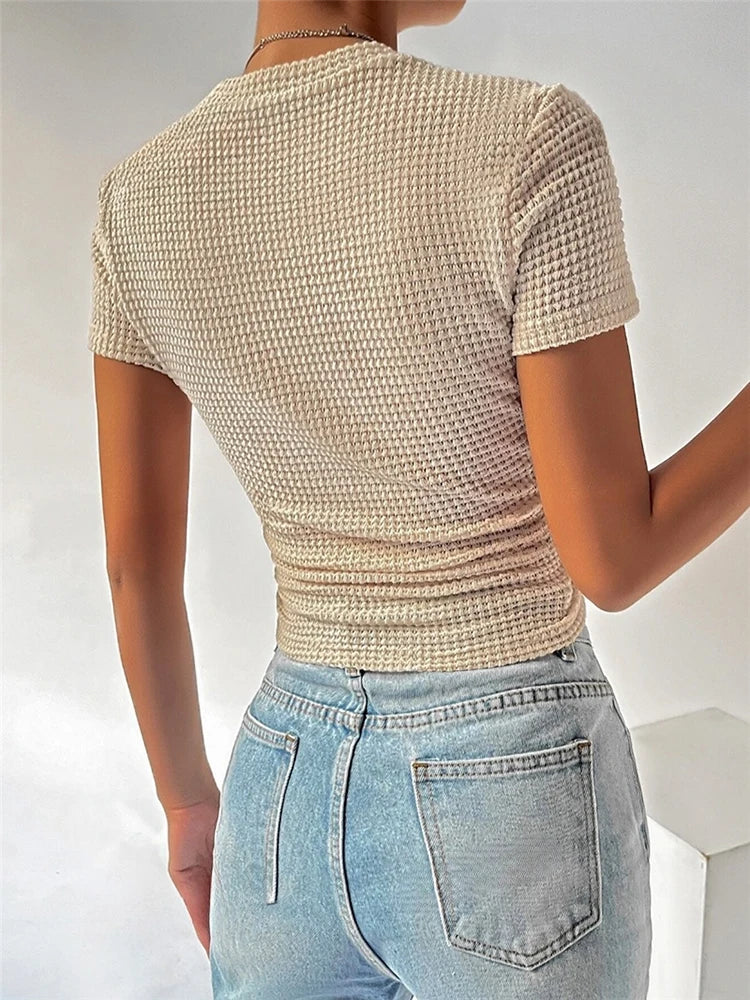 Women Summer Short-sleeved Skinny T-shirt