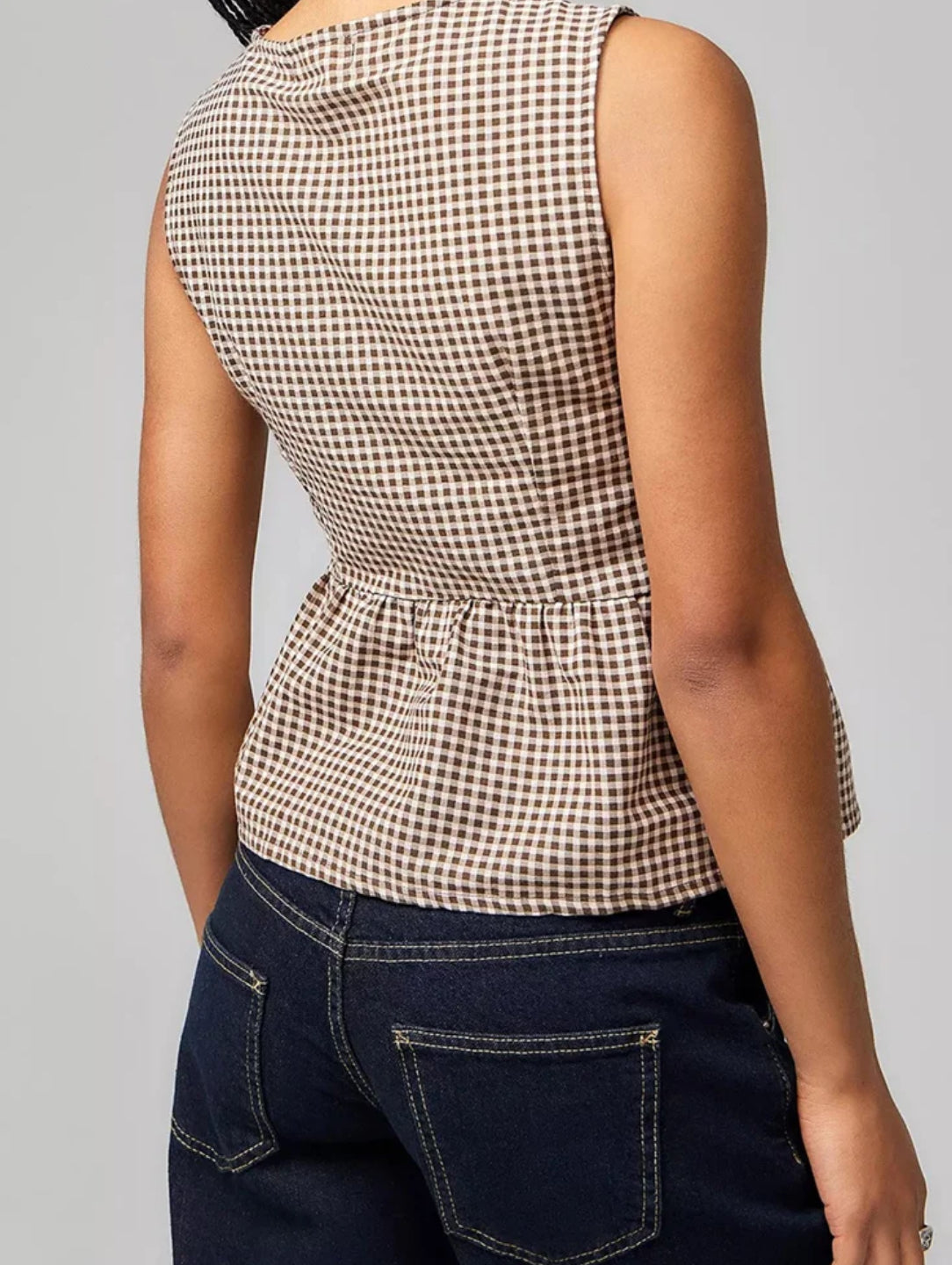 Women Tank Tops Sleeveless Round Neck Front Split Tie-up