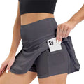 Women Tennis Yoga Skirts High Waisted - GRAY / XXL