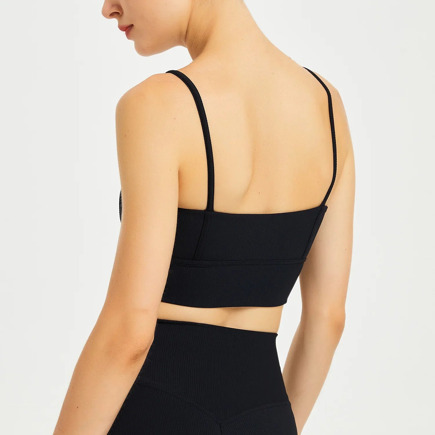 Women Thin Shoulder Straps With Shock-proof Chest Pad Tank Top - black / S