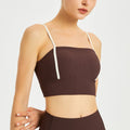 Women Thin Shoulder Straps With Shock-proof Chest Pad Tank Top - brown / XL