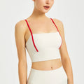 Women Thin Shoulder Straps With Shock-proof Chest Pad Tank Top - creamy white / XL
