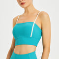 Women Thin Shoulder Straps With Shock-proof Chest Pad Tank Top - lake green / S