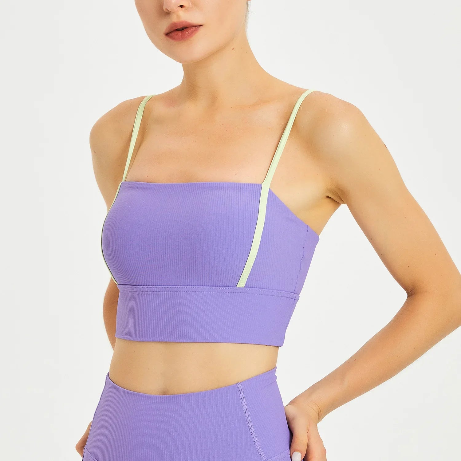 Women Thin Shoulder Straps With Shock-proof Chest Pad Tank Top - purple / XL