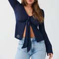 Women Tie Up Shirts Long Sleeve - C / S