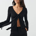Women Tie Up Shirts Long Sleeve - F / M