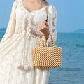 Women Top Handle Bag Hand-Woven Hollow Out Totes Bags