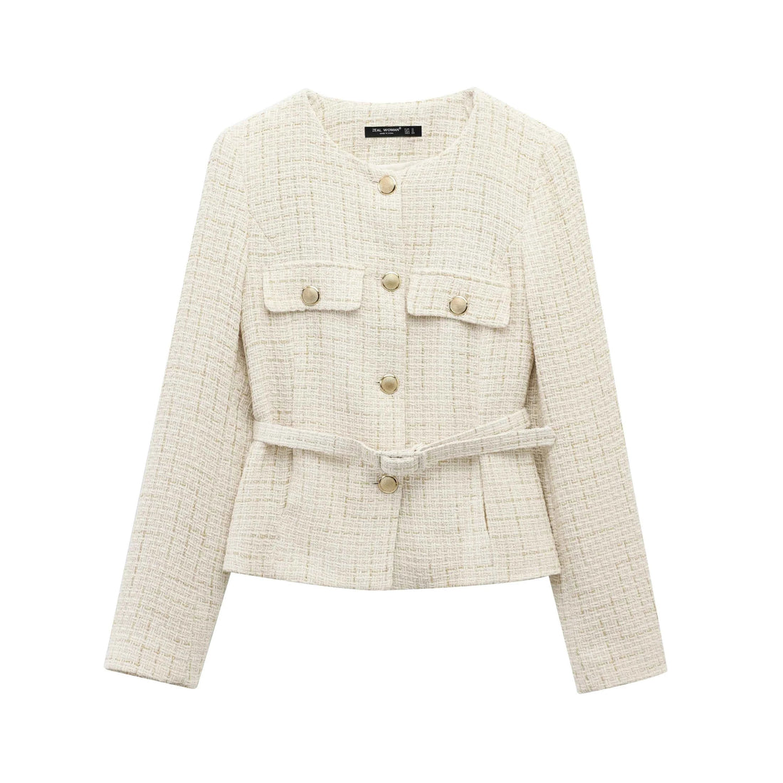 Women Tweed Single Breasted Elegant Jacket