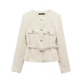 Women Tweed Single Breasted Elegant Jacket