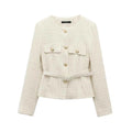 Women Tweed Single Breasted Elegant Jacket