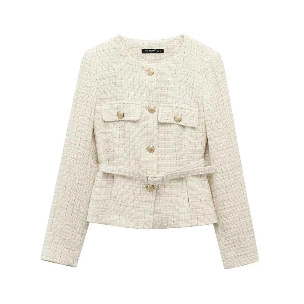 Women Tweed Single Breasted Elegant Jacket
