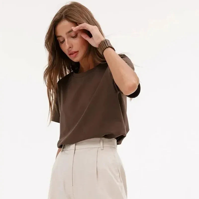 Women Versatile Leisure Daily Tops - Brown / XXL