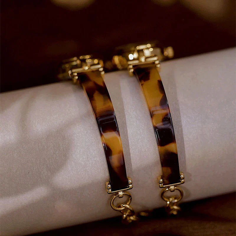 Women Watch Exquisite Amber Tortoiseshell Bracelet Quartz Wristwatch