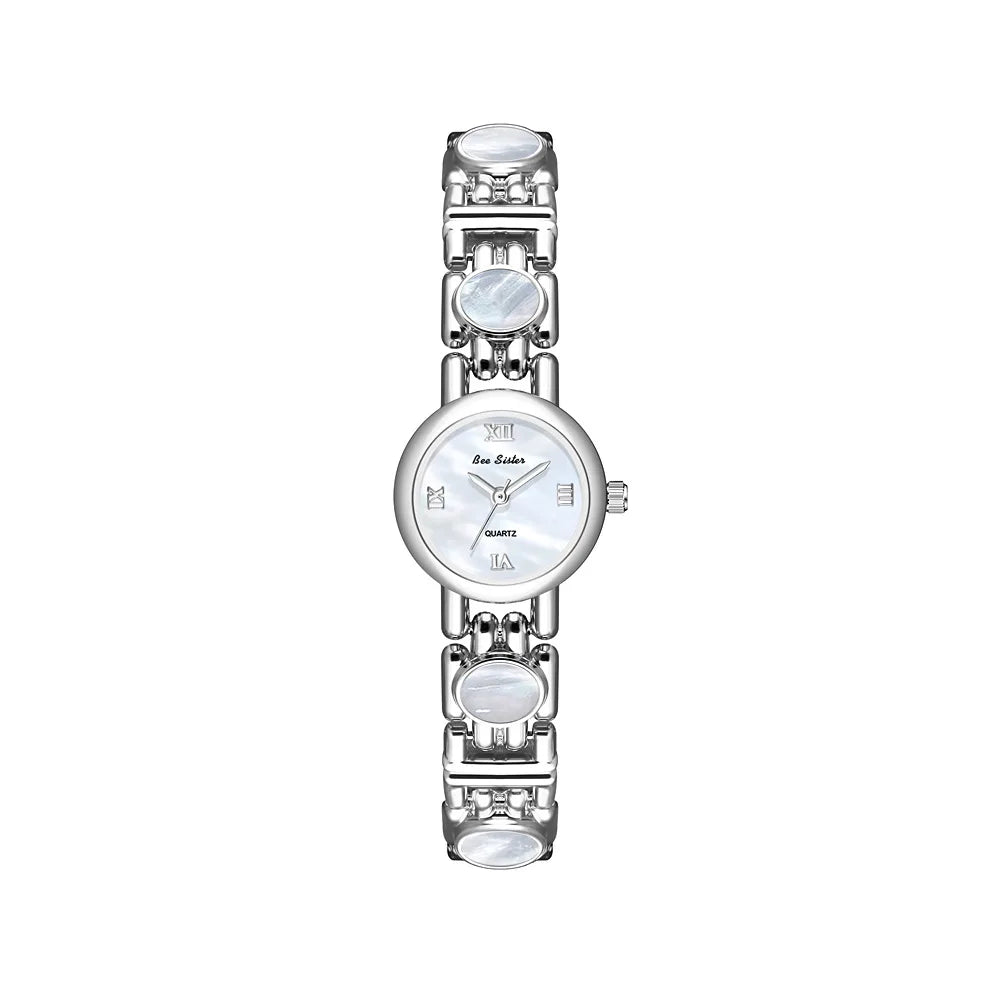 Women Watch Shell High Quality Bracelet Quartz Wristwatch - silvery white / CHINA