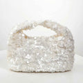 Women White Sequins Hobo Handbag