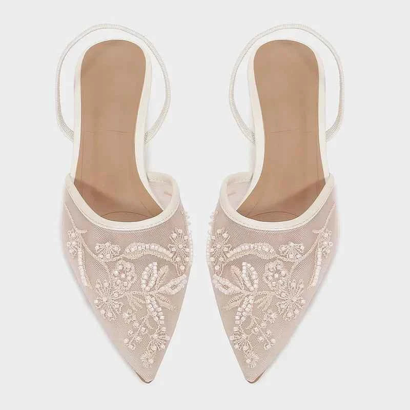 Women White Shoes Back Strap High Heels