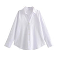 Women White Thick Oxford Shirt Long Sleeve - S