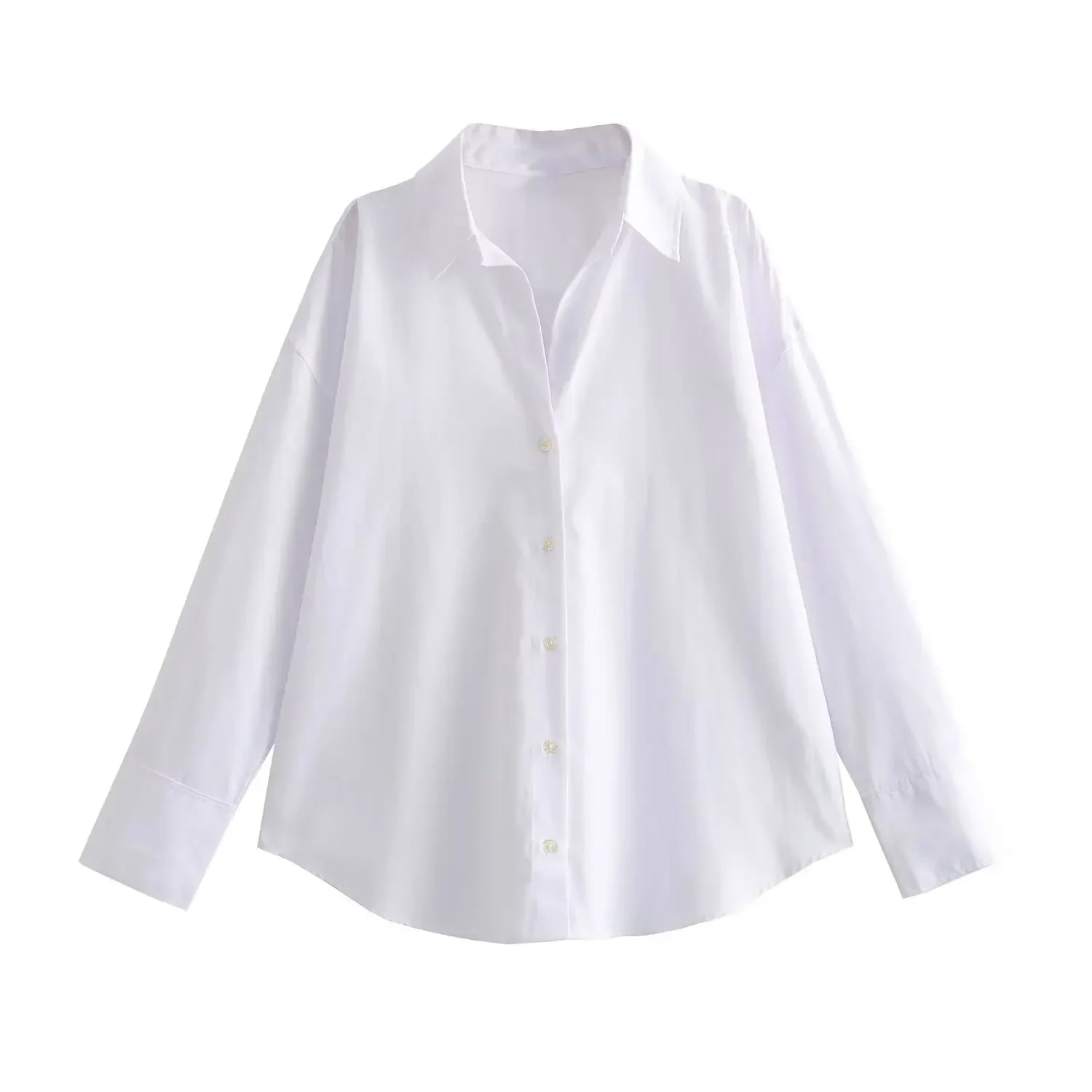 Women White Thick Oxford Shirt Long Sleeve - S