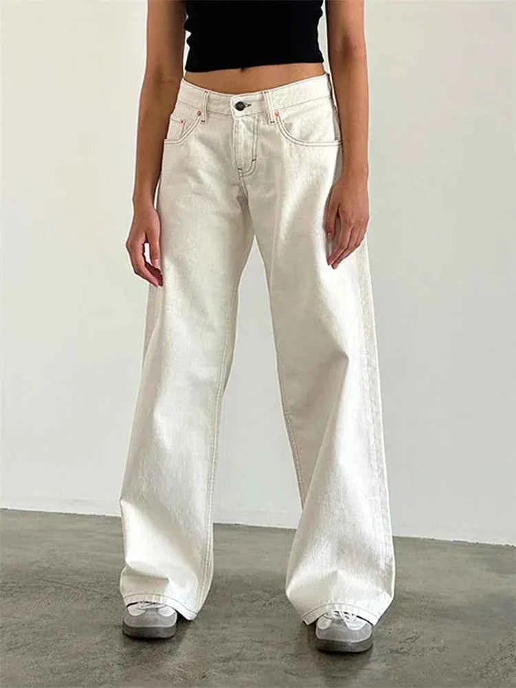 Women Wide Leg Boyfriend Jeans