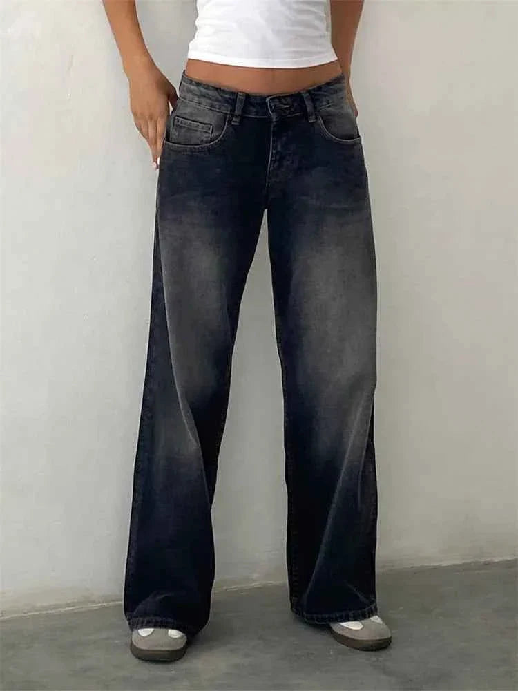 Women Wide Leg Boyfriend Jeans