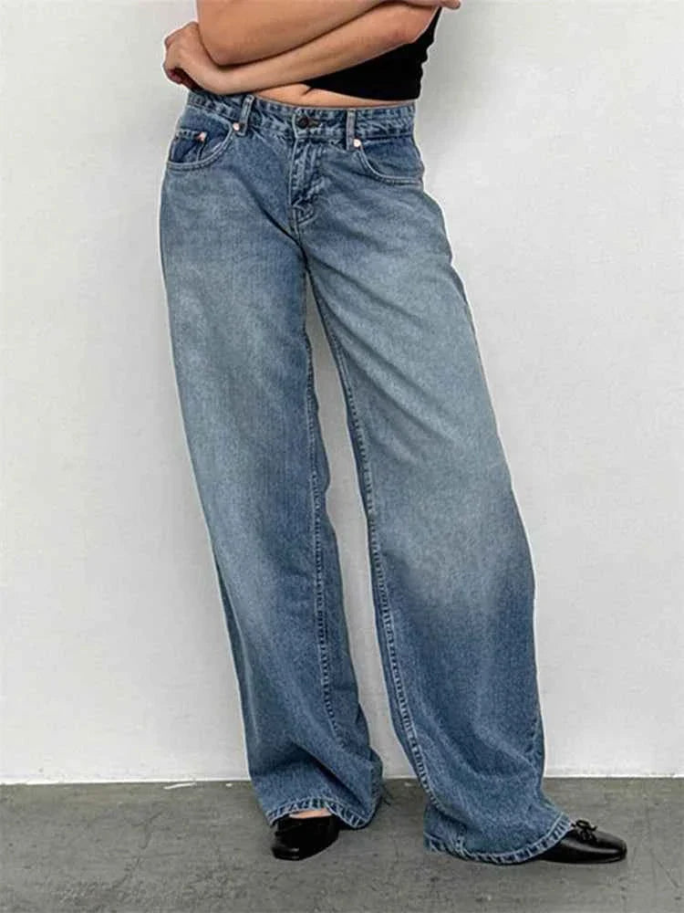Women Wide Leg Boyfriend Jeans