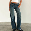 Women Wide Leg Jeans Casual High Waist Baggy Boyfriend Denim - D / XS