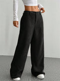 Women Wide Leg Trousers - black / L