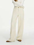 Women Winter Long Trouser Thick Straight Commuter Beige All-Match Pants
