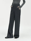 Women Winter Long Trouser Thick Straight Commuter Beige All-Match Pants - Dark Grey / XS