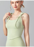 Women Yoga Bow Tie Hooded Vest Skin-friendly Soft Breathable Tank Top