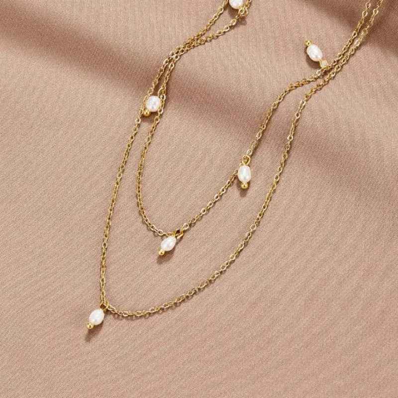 Women's 18K Gold-plated Natural Pearl Double-layer Twin Necklace - Norellé