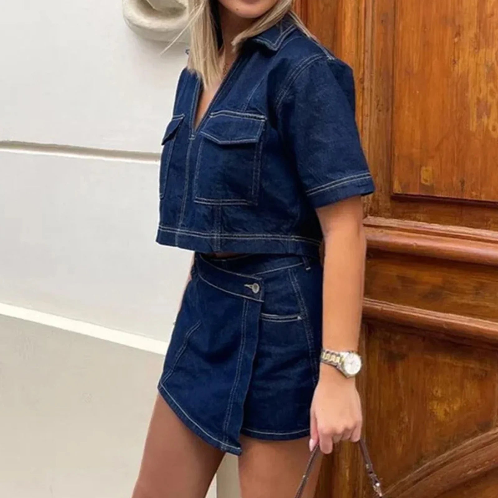 Women’s 2 Piece Denim Outfits Set