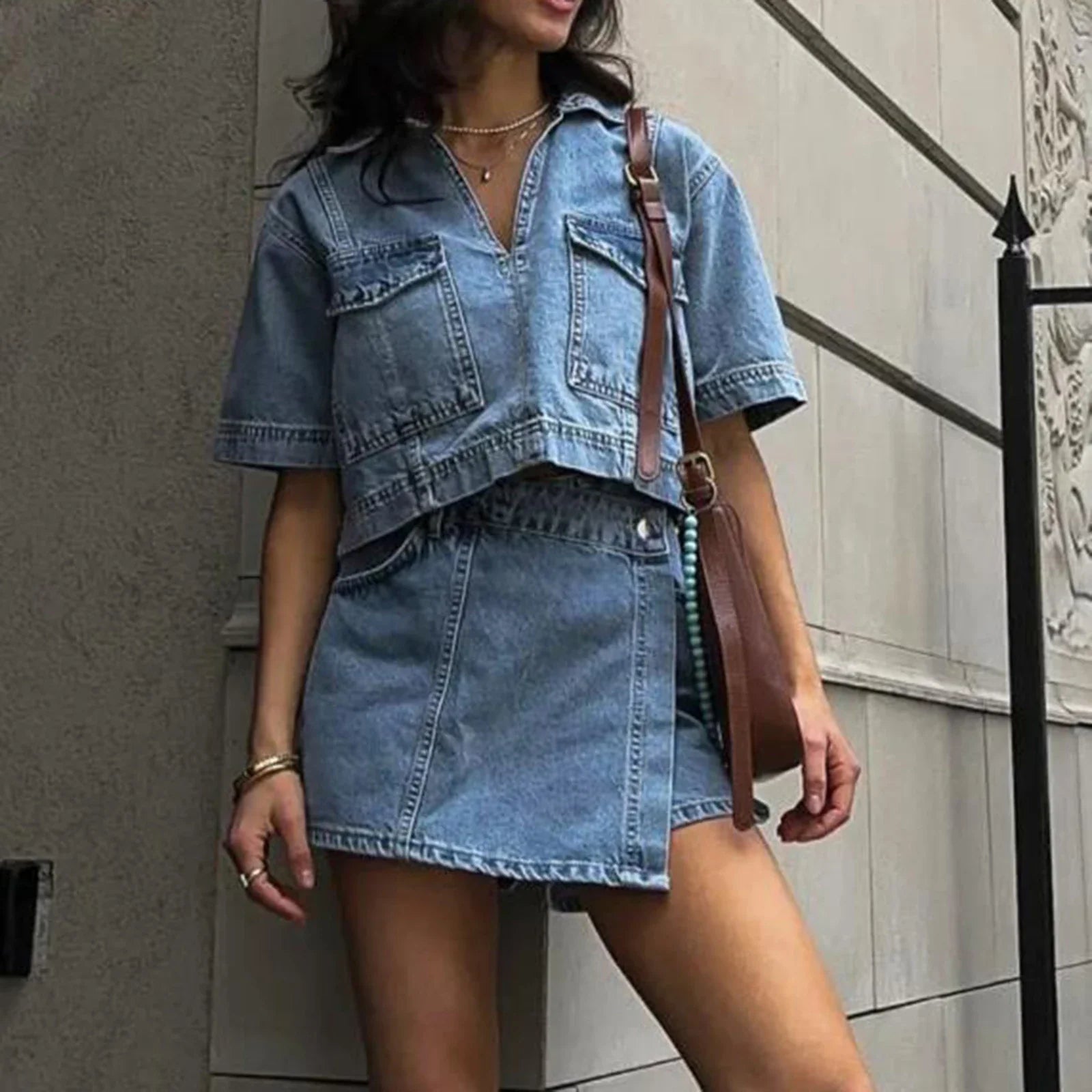 Women’s 2 Piece Denim Outfits Set